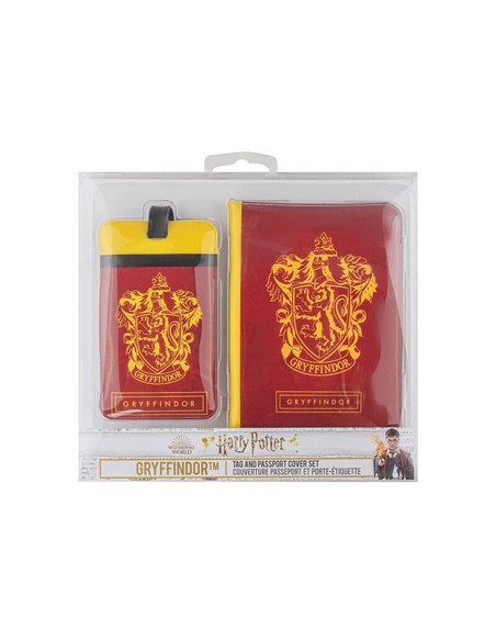 cinereplicas_etiqueta_de_equipaje_y_funda_de_pasaporte_harry_potter_gryffindor_-_accesorios_de_viaje_temáticos_en_rojo_y_dorado_
