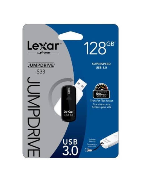Memoria usb lexar 3.0 s33 128gb negra LJDS33-128ABEU kiwiku.com