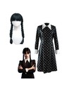 Otras Marcas Vestido Wednesday Con Peluca para Niñas Talla 12-16 Años