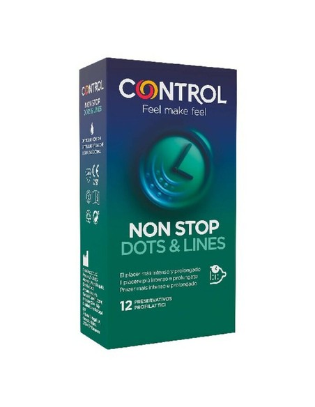 control_non_stop_dots_&_lines_retardante_punteado_12_unidades_preservativos_transparente_desechable_8411134140623_oferta
