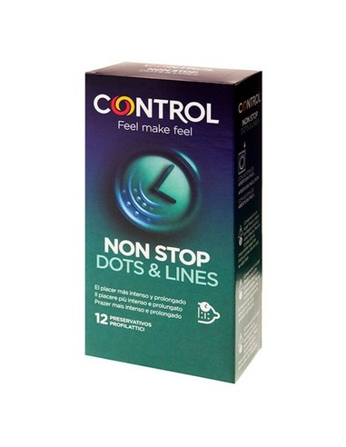 control_non_stop_dots_&_lines_retardante_punteado_12_unidades_preservativos_transparente_desechable_8411134140623_promocion