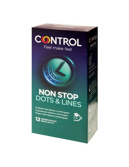 control_non_stop_dots_&_lines_retardante_punteado_12_unidades_preservativos_transparente_desechable_8411134140623_promocion