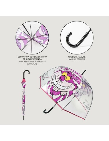Cerda Paraguas Manual Adultos Gato Cheshire 60 cm | Protección Lluvia Kiwiku