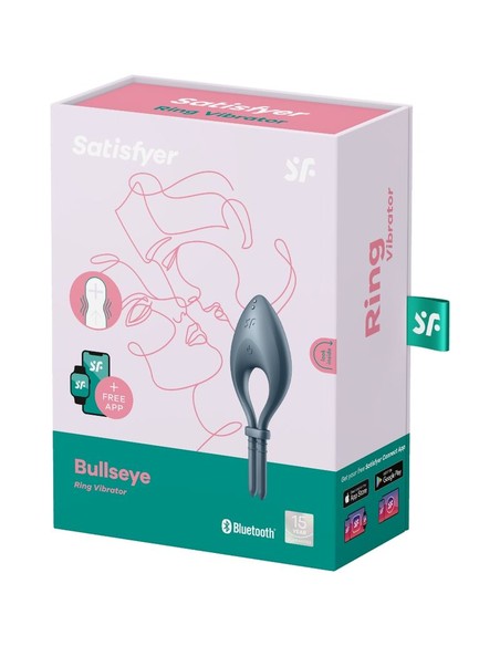 Satisfyer Bullseye Anillo Vibrador Ajustable Gris | Kiwiku - Placer Intenso con App Connect