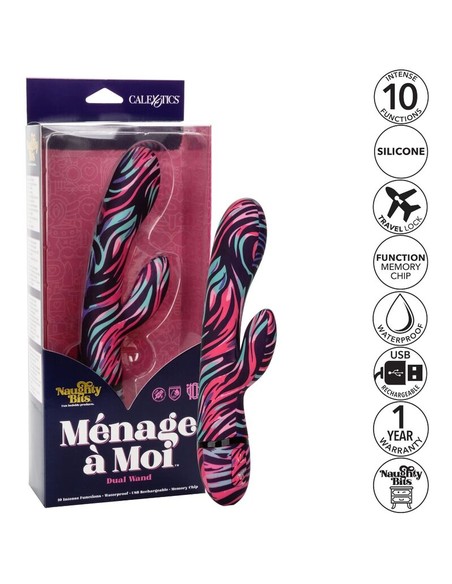 CALEXOTICS Ménage À Moi Dual Wand Vibrador Dual - 10 Modos, Impermeable, Recargable | Kiwiku