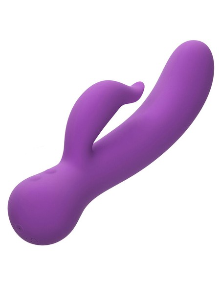 CALEXOTICS First Time Rechargeable Pleaser Vibrador Morado | Estimulador Dual Recargable en Kiwiku