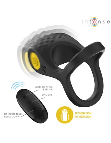 Anillo Doble Vibrador Alex INTENSE COUPLES TOYS | 10 Modos Vibración Negro | Kiwiku