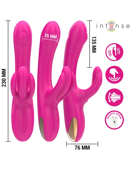 Vibrador Rabbit Britney INTENSE FUN 23 cm Rosa | Multifunción con 3 Motores - Kiwiku