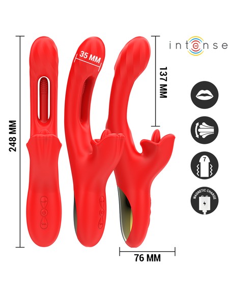 Vibrador Multifunción Jessica INTENSE Estimulación Clítoris 24.8 cm Rojo | Kiwiku