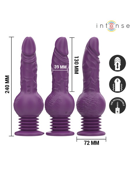 Vibrador Tatum Multifunción INTENSE FUN 24 cm Morado | Up and Down y Vibración | Kiwiku