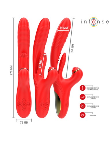 Vibrador Multifunción Rosalia 3 en 1 Rojo Intense Fun | Kiwiku - Empuje y Pulsación Intensa