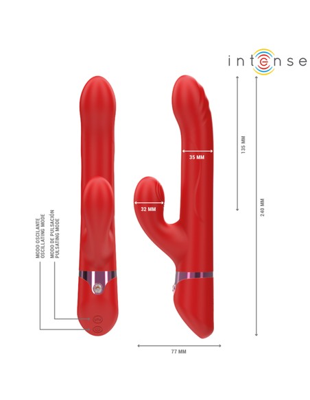 INTENSE FUN LELE Vibrador Multifunción Rotatorio Oscilación Rojo | Kiwiku