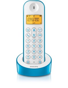 TELEFONO SINGLE AZUL Y BLANCO D1201WA/23 kiwiku.com