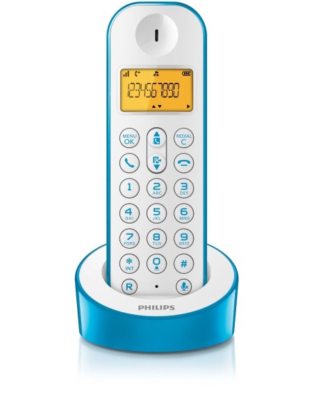 TELEFONO SINGLE AZUL Y BLANCO D1201WA/23 kiwiku.com