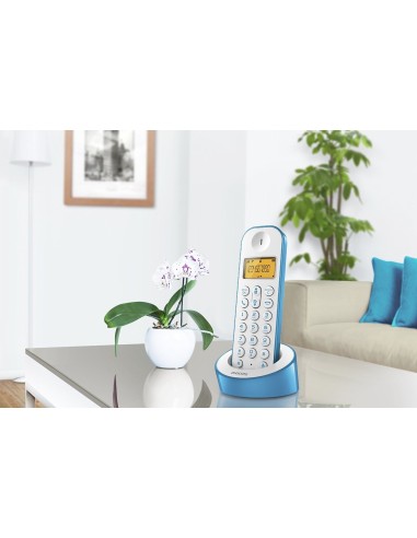 TELEFONO SINGLE AZUL Y BLANCO D1201WA/23 kiwiku.com
