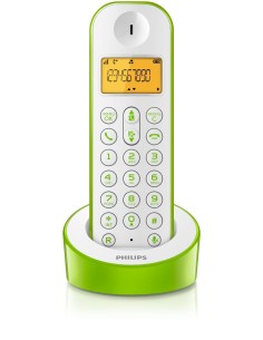 Philips D1201 - Teléfono inalámbrico (DECT, 50m, 300m), verde y blanco D1201WN/23 kiwiku.com