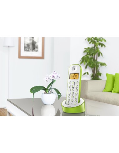 Philips D1201 - Teléfono inalámbrico (DECT, 50m, 300m), verde y blanco D1201WN/23 kiwiku.com