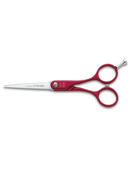 tres_claveles_tijera_duraluminio_roja_5.5"_d_3c_para_peluquería_con_filo_suave_y_mango_ligero_8410990126079_oferta