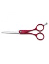Tres Claveles Tijera Duraluminio Roja 5.5 pulgadas D 3c para Peluquería Con Filo Suave y Mango Ligero