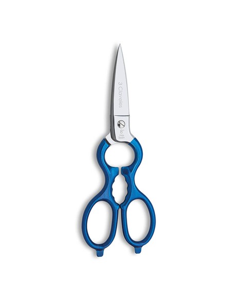tres_clavelÉs_tijeras_de_cocina_multiusos_inox_8"_acero_inoxidable_azul_para_cascanueces_y_corte_universal_8410990004018_oferta