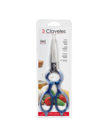 tres_clavelÉs_tijeras_de_cocina_multiusos_inox_8"_acero_inoxidable_azul_para_cascanueces_y_corte_universal_8410990004018_promoci