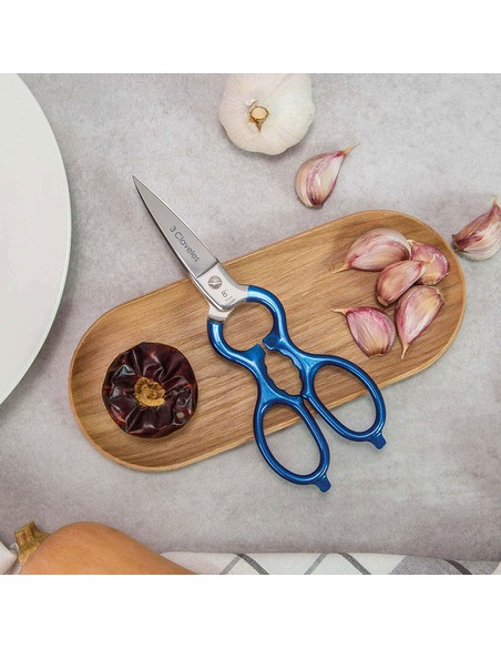 Tijeras de Cocina Multiusos TRES CLAVELÉS 8" Acero Inoxidable Azul | Kiwiku
