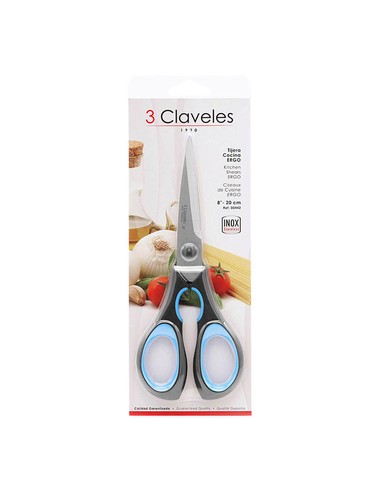 tres_claveles_tijera_de_cocina_ergo_8"_multiusos_con_mango_ergonómico_soft_grip_8410990004421_barato