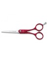 Tres Claveles Tijera de Peluquería Duraluminio Roja 5 Dientes 3c Filo Suave