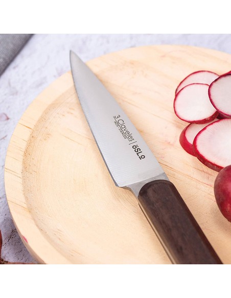 Cuchillo Pelador Verduras Tres Claveles Oslo 9 cm | Acero Inoxidable Mango Madera | Kiwiku