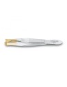 Tres Claveles Pinza de Depilar Sesgada Ancha Punta Dorada 8 Cm Acero de Carbono