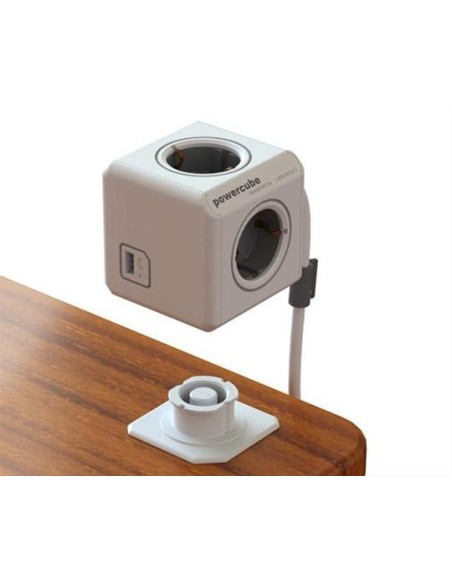 Allocacoc PowerCube - Enchufe de red con 4 tomas y 2 puertos USB (230 V): Kiwiku.com: Informática