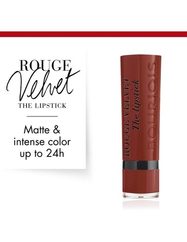 Bourjois Rouge Velvet The Lipstick #12 Brunette | Barra de Labios Mate Terciopelada 6 ml | Kiwiku