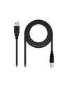 NANOCABLE Cable USB 2.0 Tipo A Macho a USB 2.0 Tipo B Macho 1.0m Negro para Impresoras