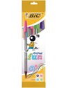 Bic Blis 4 Bolígrafo Cristal Xl Fashion Estándar - Punta Fina 0.8 mm, Cuerpo Transparente, Tinta Azul, Diseño Moderno