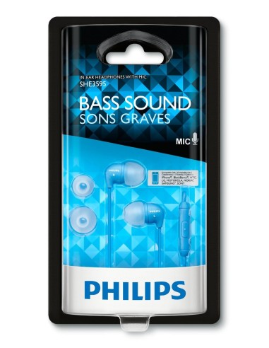 Philips SHE3595 - Auriculares in-ear con micrófono (control remoto integrado), azul SHE3595BL/00 kiwiku.com