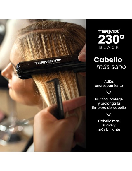 TERMIX Plancha de Pelo 230 Negra Turmalina | Alisado Profesional Antiencrespamiento Kiwiku