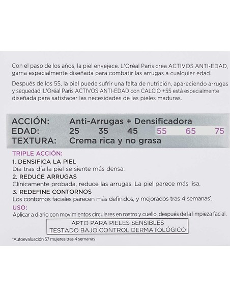 Compra L'OREAL PARIS Anti-Arrugas Expert Calcio +55 Crema de Día 50 ml en Kiwiku