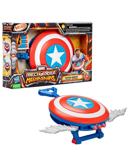 hasbro_lanzador_nerf_marvel_mech_strike_mechasaurs_capitán_américa_con_redwing
