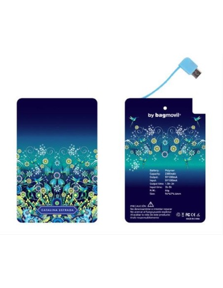 Cargador externo power bank 2300 mah jardin catalina estrada BXBAG2489 kiwiku.com