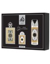 Lattafa Pride King of Arabia Set Eau de Parfum 100 Ml + Eau de Parfum 20 Ml + Desodorante Spray 200 Ml Fragancia Amaderada Espec