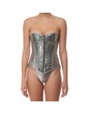 Intimax Silver Corset Plateado Con Lentejuelas - Set de 2 Piezas Corsé y Tanga para Mujer