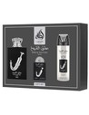 Lattafa Pride Ishq Al Shuyukh Silver Luxury Perfume Gift Set para Hombre - Eau de Parfum 100 Ml + Spray Corporal 200 Ml + Edp de