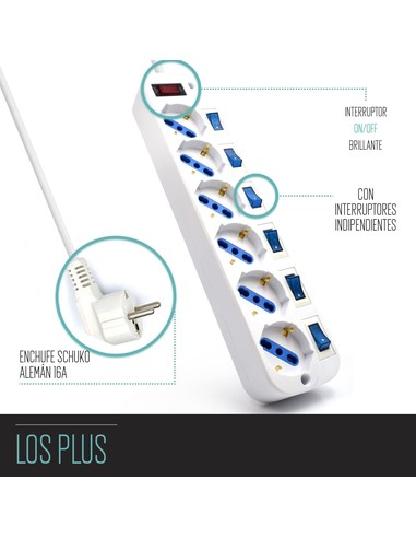 Compra Regleta Ewent Con 6 Tomas Schuko Y Cable De 5 Metros En Kiwiku