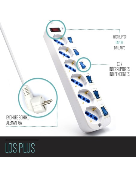 Compra Regleta Ewent Con 6 Tomas Schuko Y Cable De 5 Metros En Kiwiku