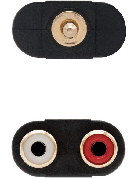 Adaptador Audio Estéreo Nanocable 2x RCA Hembra a Jack 3.5 mm Macho | Kiwiku