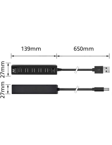 Compra Hub USB Ewent EW1130 - 7 Puertos USB 2.0 con Switch On/Off en Kiwiku