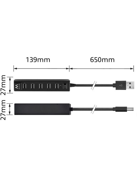 Compra Hub USB Ewent EW1130 - 7 Puertos USB 2.0 con Switch On/Off en Kiwiku