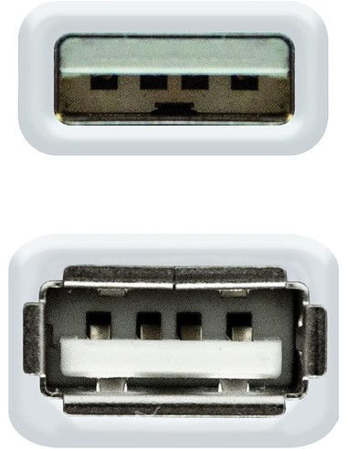 Cable USB 2.0 Nanocable Tipo A Macho a Hembra Beige 1.8m | Kiwiku