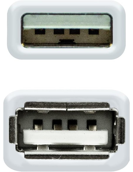 Cable USB 2.0 Nanocable Tipo A Macho a Hembra Beige 1.8m | Kiwiku