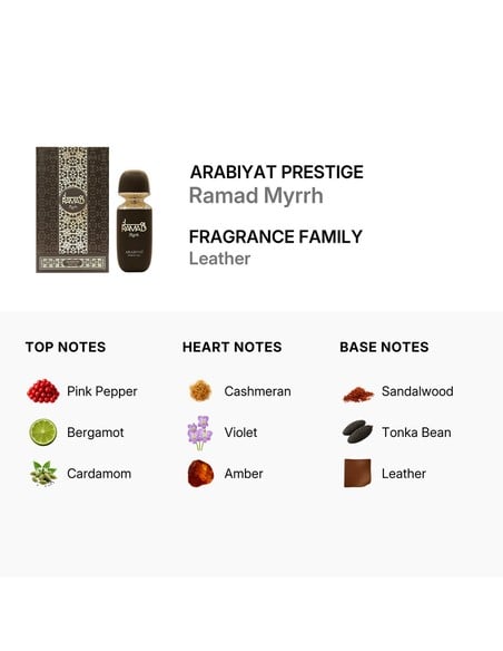 Arabiyat Prestige Ramad Myrrh EDP 100 ml Unisex | Fragancia Cuero Oriental Kiwiku